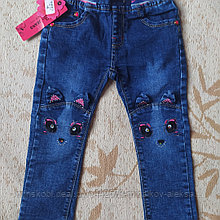 Детские джинсы для девочки Котик, рост 86