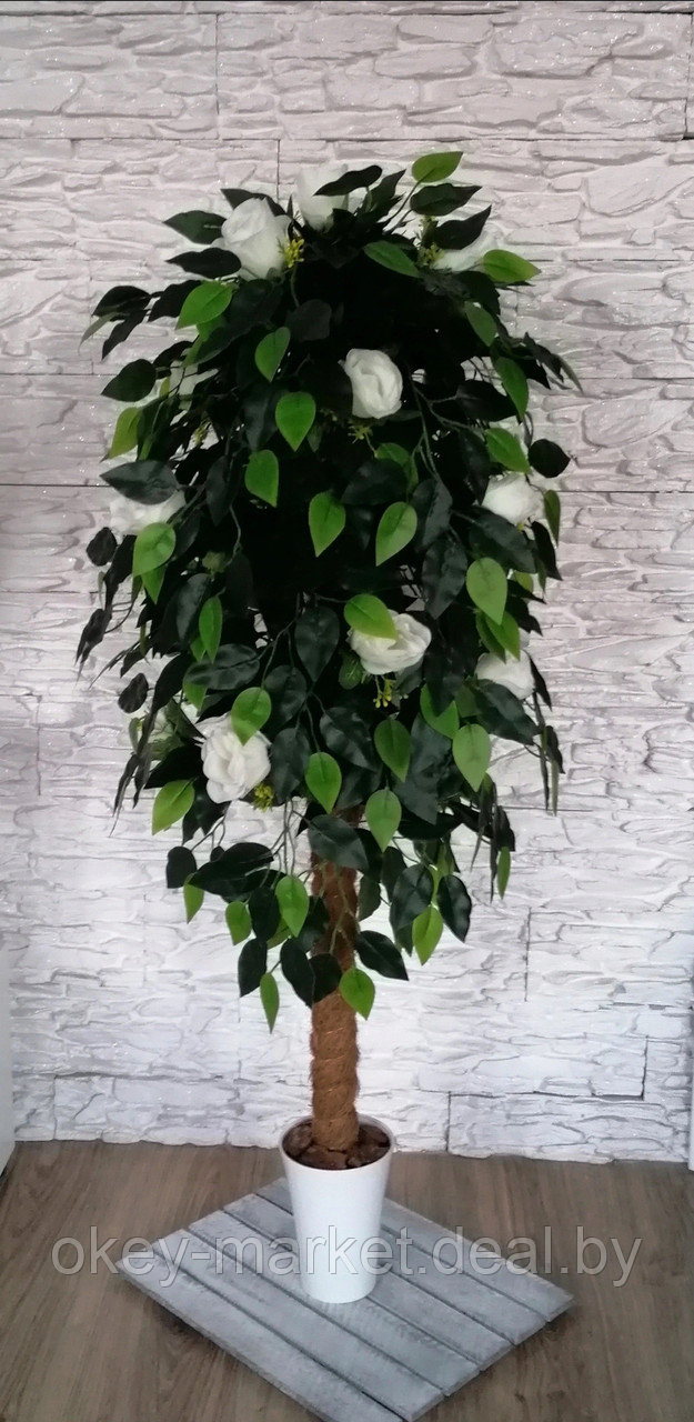 Дерево искусственное декоративное Роза белая 130см