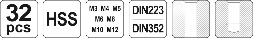 Метчики и плашки M3-M12 (набор 32пр.) "Yato" YT-2975 - фото 6 - id-p144490115