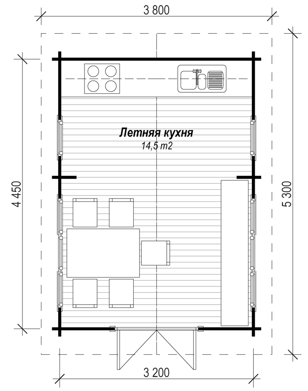 Небольшая летняя кухня ЛК-1 3,2х4,5 м - фото 2 - id-p144492789