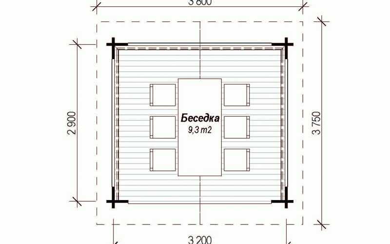 Деревянная беседка для дачи 2,9х3,2 м БД-09 - фото 2 - id-p132645842