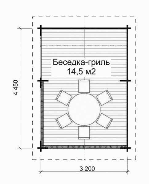 Полузакрытая беседка из бруса 4,5х3,2 м БД-10 - фото 2 - id-p132645890