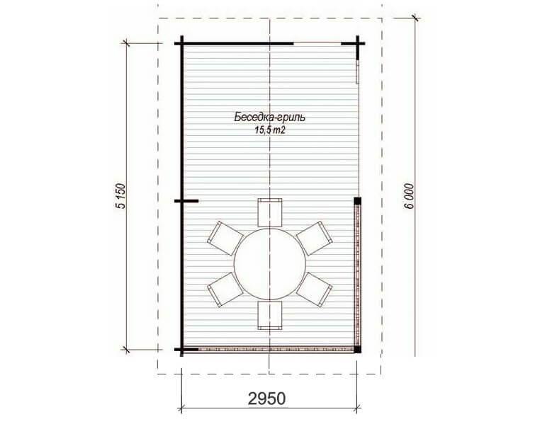 Дачная беседка из бруса 3х5,2 м БД-11 - фото 2 - id-p132645897