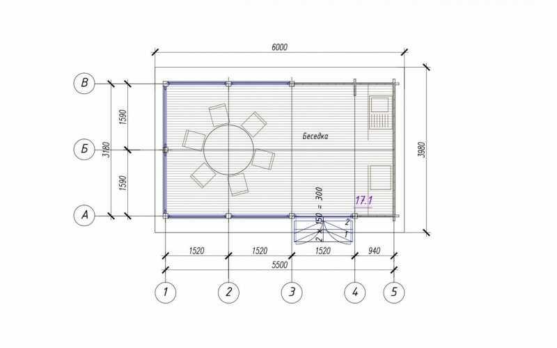 Закрытая деревянная беседка 5,5х3,2 м БД-15 - фото 2 - id-p132645931