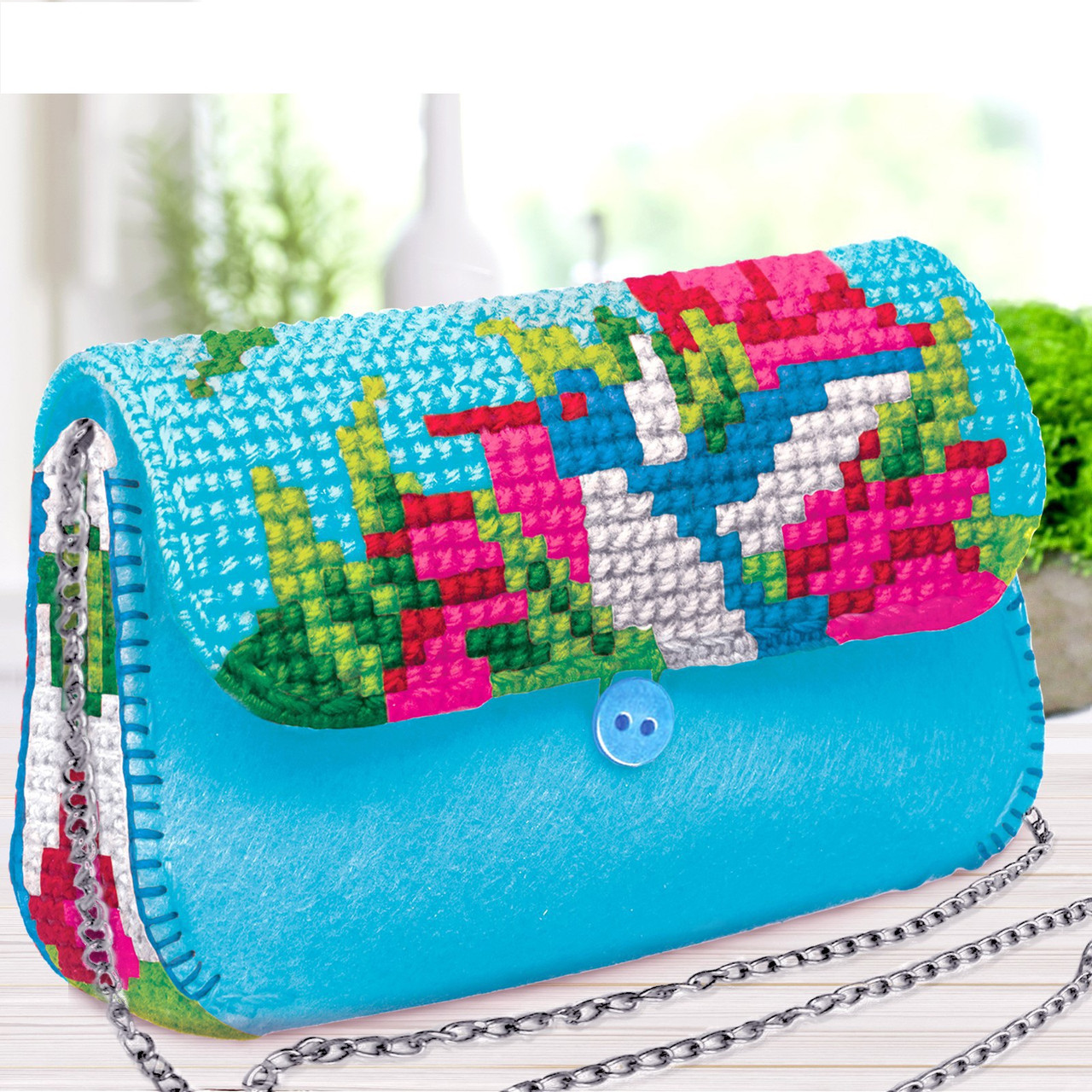 Вышивка крестиком на сумочке "Колибри", 7 цветов нити - фото 1 - id-p143685512