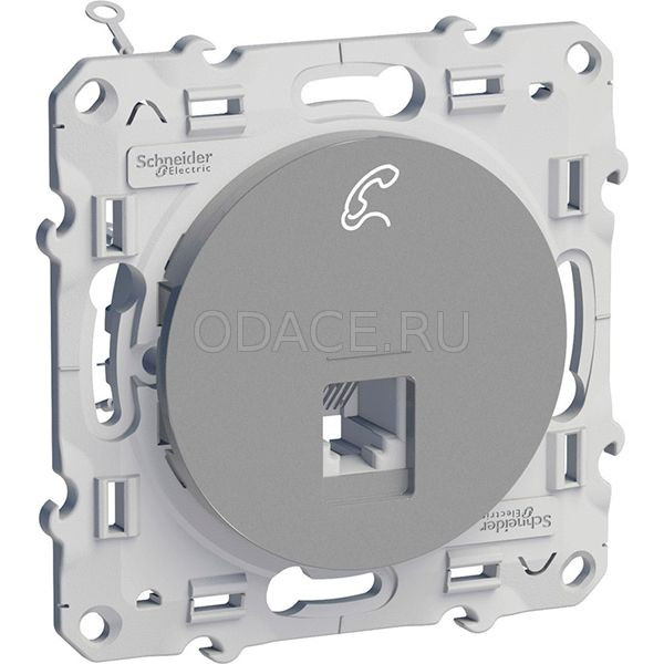 Schneider-Electric Odace Алюминий Розетка телефонная 1-ая 6 контакта (RJ12) - фото 1 - id-p11690782