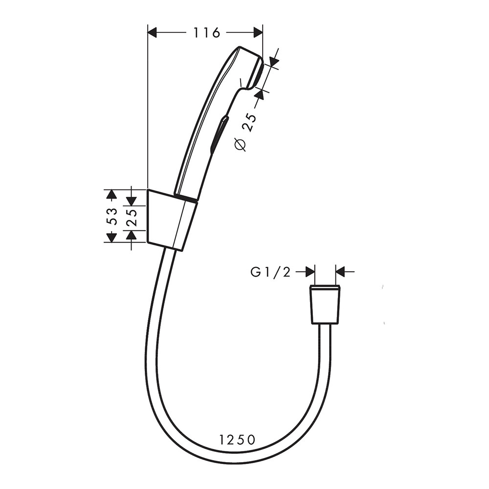 Гигиенический душ с держателем и шлангом Hansgrohe 32129000 - фото 2 - id-p144575258