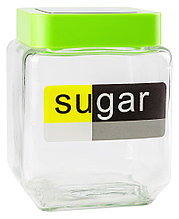 Квадратная стеклянная банка для сахара и сыпучих продуктов 1600 мл
