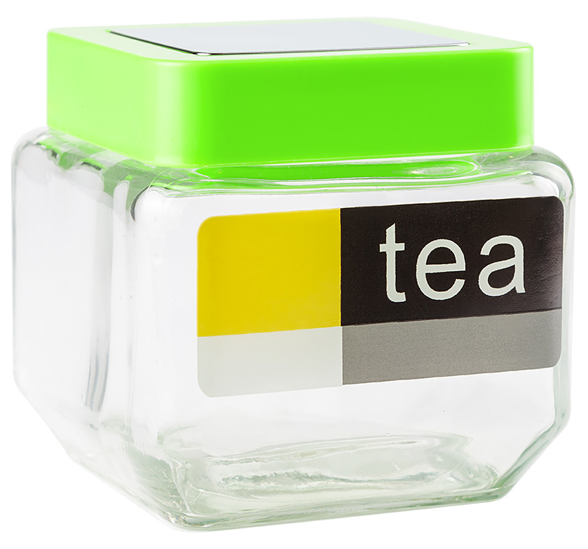 Квадратная стеклянная банка для чая и сыпучих продуктов 760 мл - фото 1 - id-p144581695