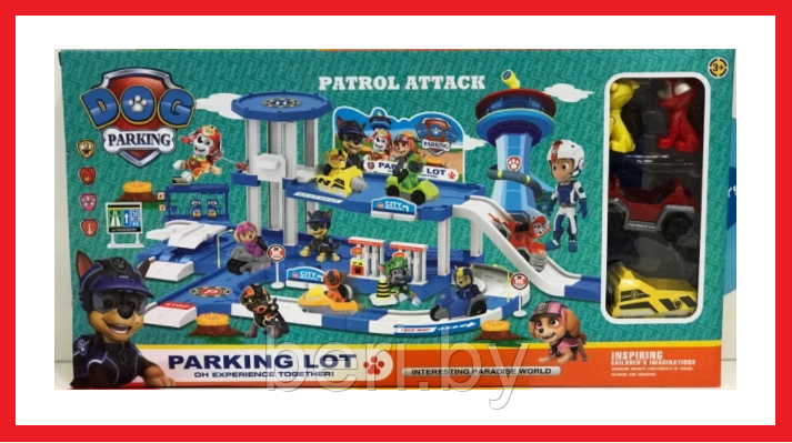 553-338 Паркинг, игровой набор "Щенячий патруль", 2 машинки, 2 собачки - фото 1 - id-p144594634