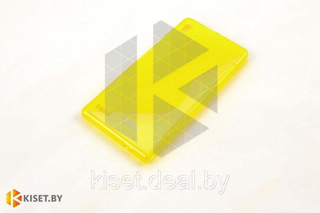 Силиконовый чехол для Sony Xperia Z3, желтый с волной - фото 1 - id-p144595752