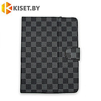 Универсальный чехол-книжка для планшета 22х16 см клетчатый черный