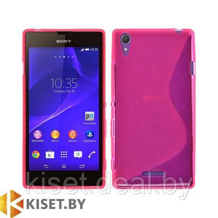 Силиконовый чехол для Sony Xperia T3, розовый с волной - фото 1 - id-p144595265