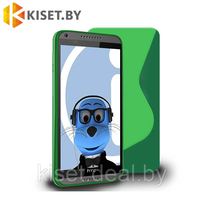 Силиконовый чехол для HTC Desire Eye, зелёный с волной - фото 1 - id-p144595939