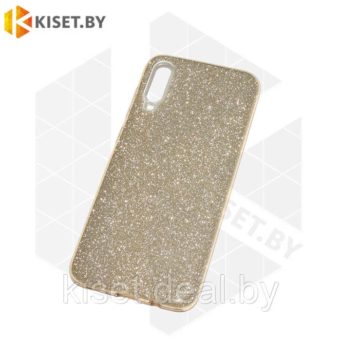 Силиконовый чехол Crystal Shine для Samsung Galaxy A70 золотой - фото 1 - id-p144596780