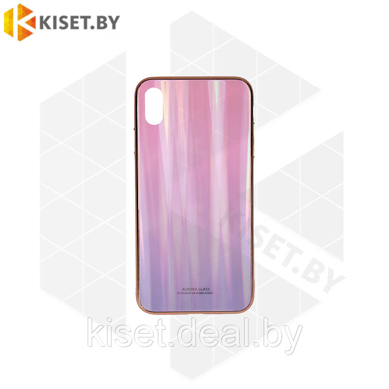 Чехол-бампер Aurora Glass для Apple iPhone Xs Max розовый - фото 1 - id-p144598741