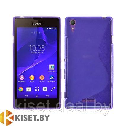Силиконовый чехол для Sony Xperia E1, фиолетовый с волной
