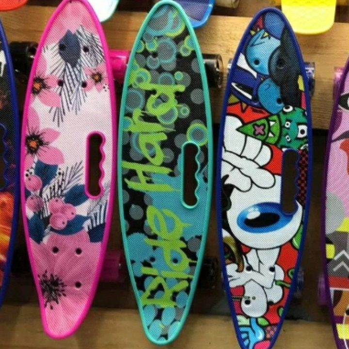 Пенни борд Penny board с принтом, светящимися колёсами и ручкой - фото 3 - id-p144631866