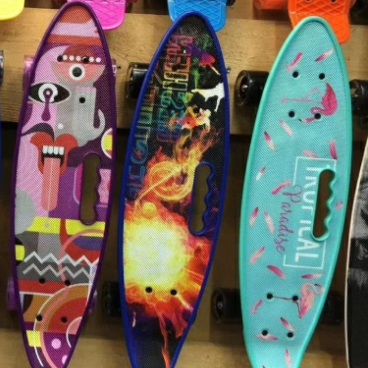 Пенни борд Penny board с принтом, светящимися колёсами и ручкой - фото 4 - id-p144631866