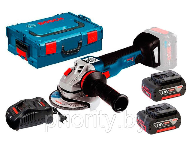 Аккум. углошлифмашина BOSCH GWS 18V-10 L-BOXX (18.0 В, 2 акк., 5.0 А/ч, Li-Ion, диск 125х22.0 мм)