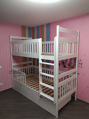 Детская двухъярусная кровать с ящиками "Вуди-3" цвет белый, фото 2