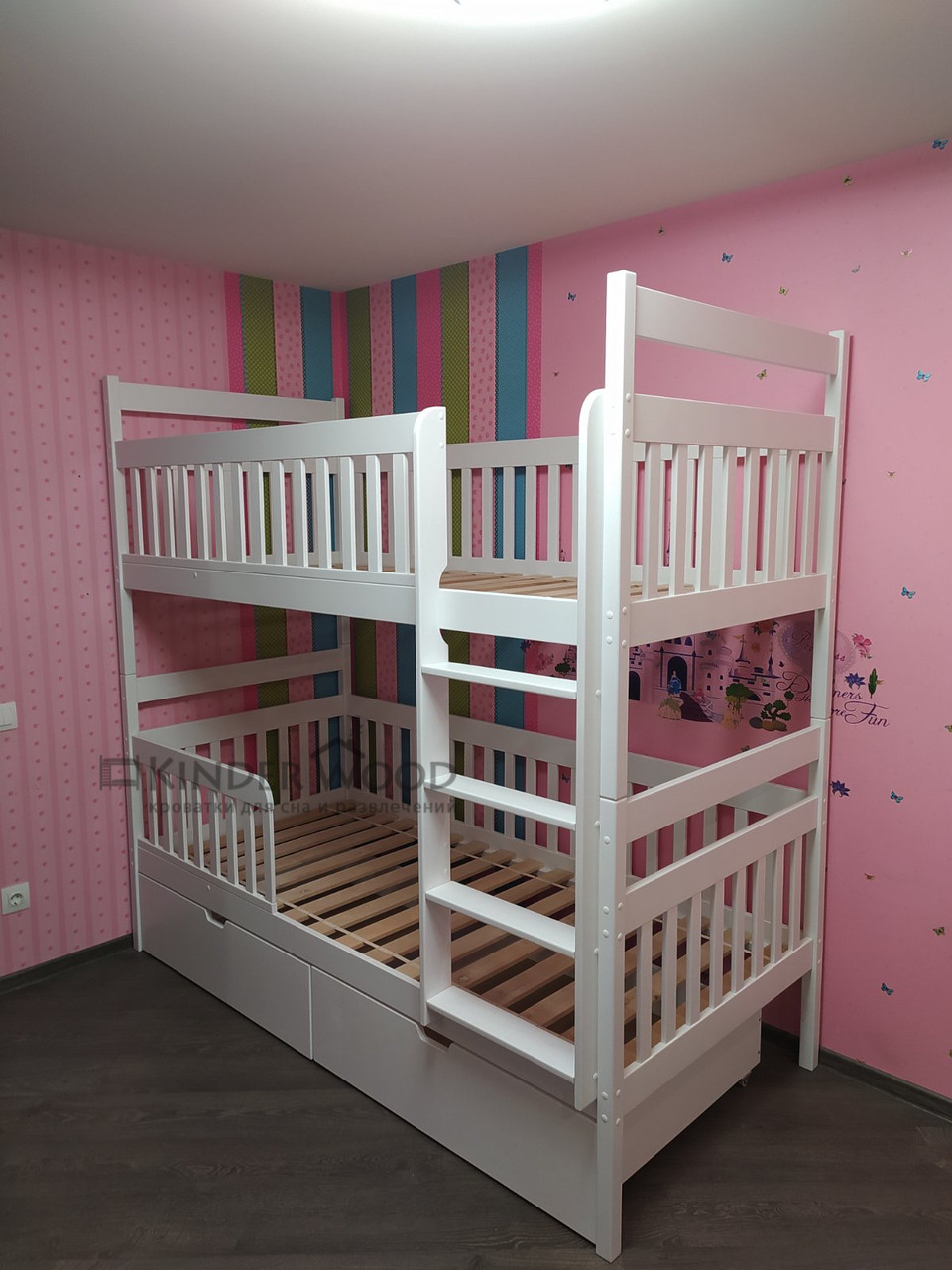 Детская двухъярусная кровать с ящиками "Вуди-3" цвет белый - фото 2 - id-p144635569