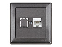 Розетка компьютерная 1xRJ45 (Cat5e, скрытая, с рамкой) дымчатый, DARIA, MUTLUSAN ((RJ 45) 8-pin, соединения