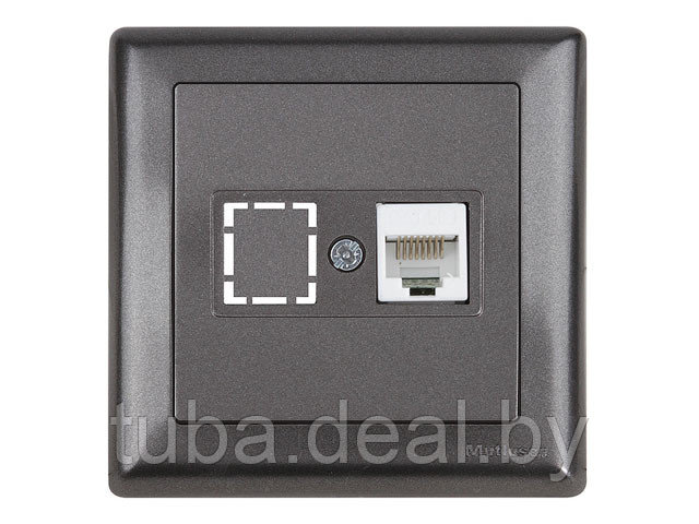 Розетка компьютерная 1xRJ45 (Cat5e, скрытая, с рамкой) дымчатый, DARIA, MUTLUSAN ((RJ 45) 8-pin, соединения - фото 1 - id-p144635080