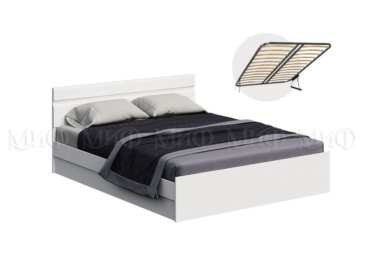 Кровать Нэнси New 1,4 м +ПМ - Белый глянец / Белый