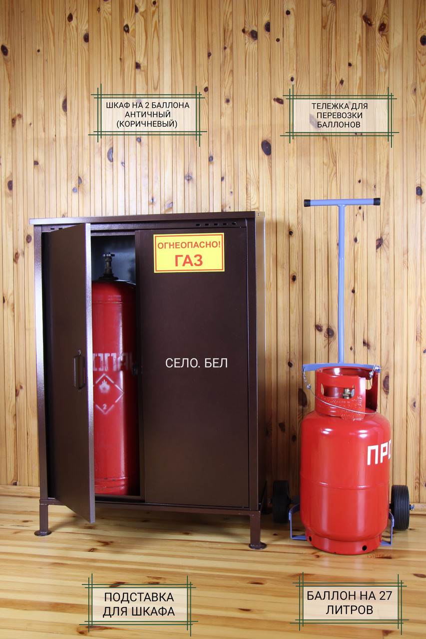 Шкаф на два газовых баллона (оцинкованный, цвет античный)