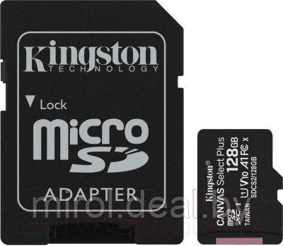 Карта памяти Kingston Canvas Select Plus 100R microSDHC Class10 UHS-I U1 V10 A1 128GB - фото 1 - id-p144695327