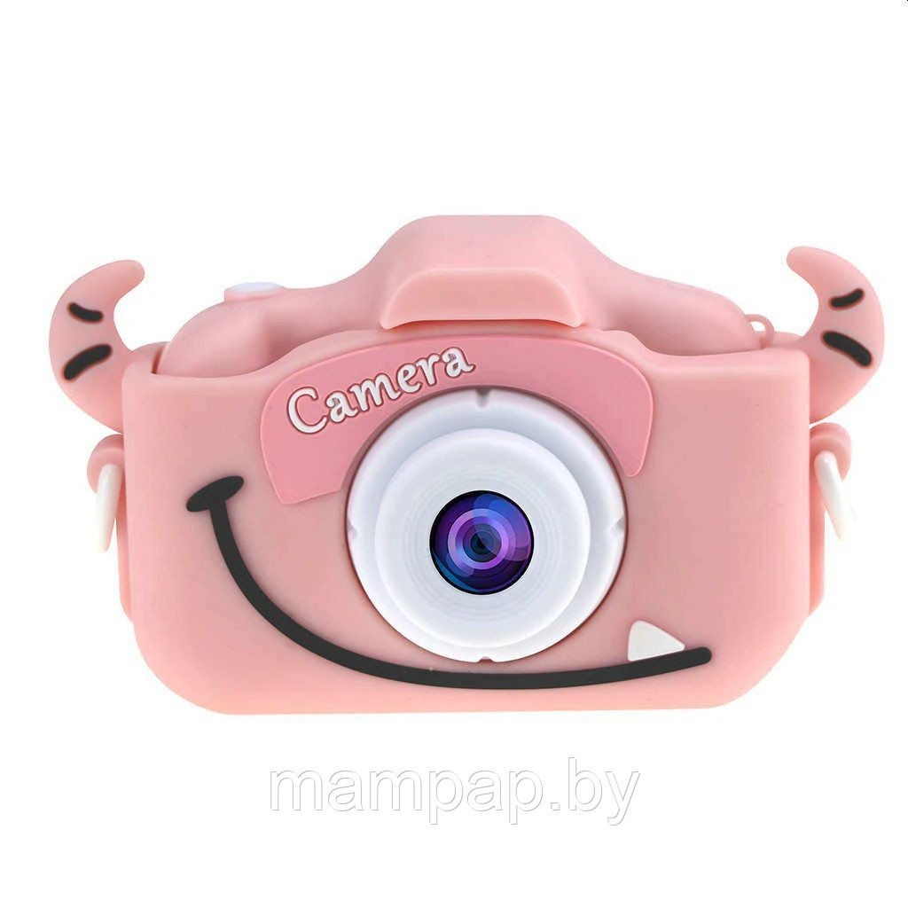 Детский фотоаппарат Рожки + селфи камера + память (розовый) - фото 2 - id-p144722187