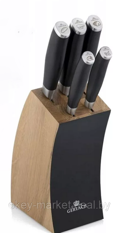 Набор ножей 5 шт. с деревянным блоком Gerlach Deco Black - фото 1 - id-p144751580