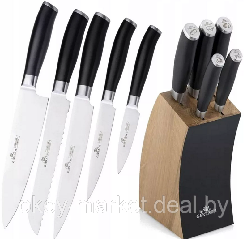 Набор ножей 5 шт. с деревянным блоком Gerlach Deco Black - фото 3 - id-p144751580
