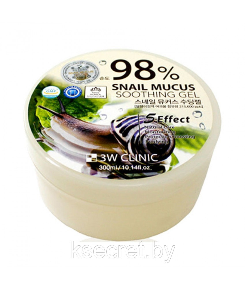 {3W CLINIC} Гель универсальный Улиточный Муцин Snail Soothing Gel 98%, 300 мл - фото 2 - id-p144767389