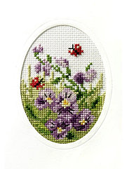 Вышивка 6096О Открытка «Лиловые цветы и бабочки» (Orchidea)