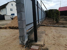 Забор из Профнастила на сборном бетонном фундаменте, 2020 год   2
