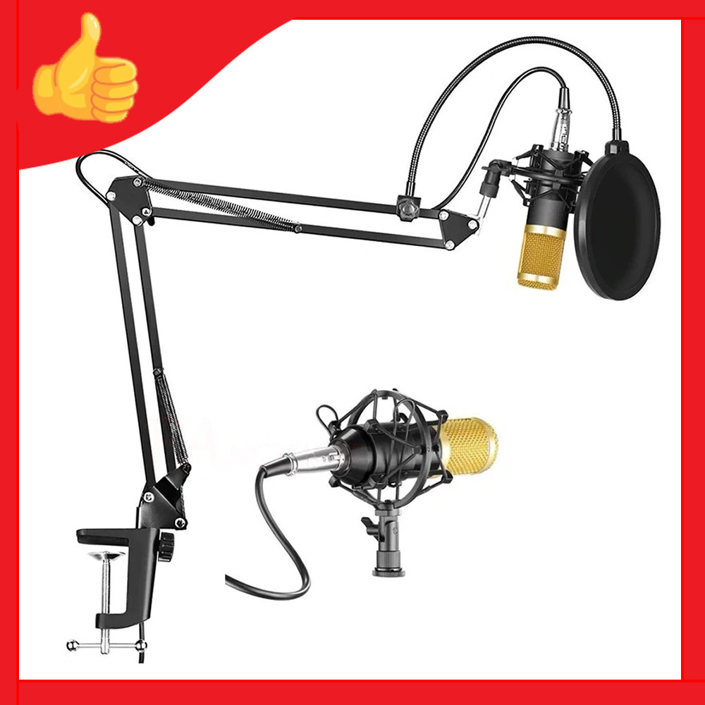 Профессиональный конденсаторный микрофон (кронштейн, два попфильтра, звуковая карта)