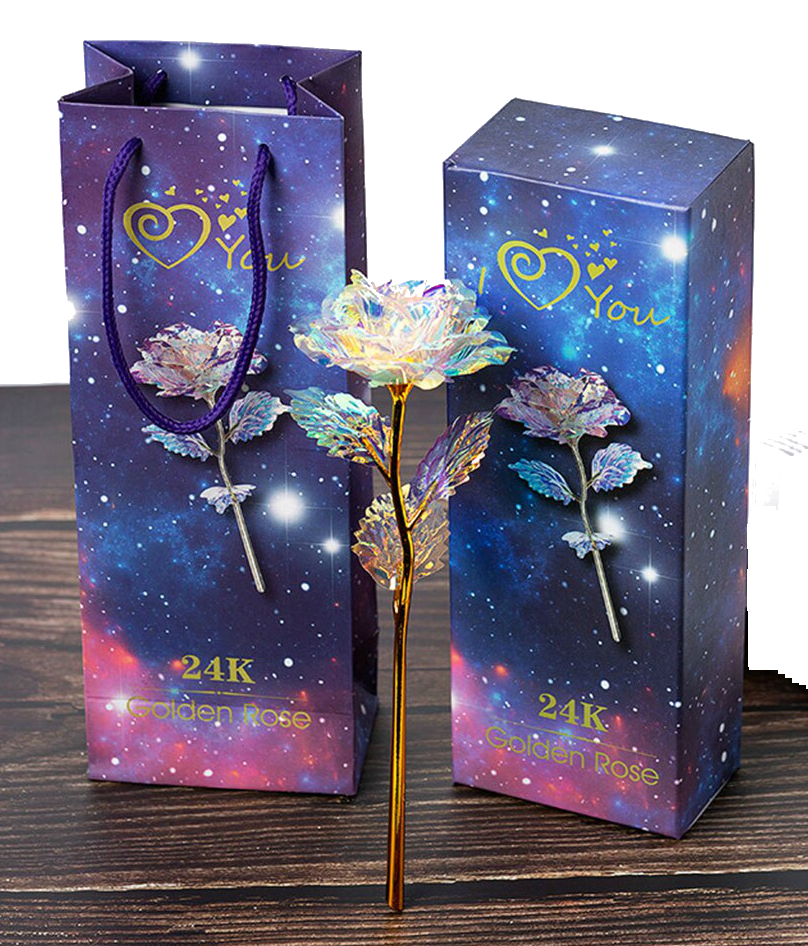 Золотая роза из хрустальной фольги  в подарочной коробке ( Золотая Роза), фото 1