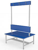 Скамейка для раздевалки двухсторонняя, с вешалкой разборная 2,0 м (настил ЛДСП)