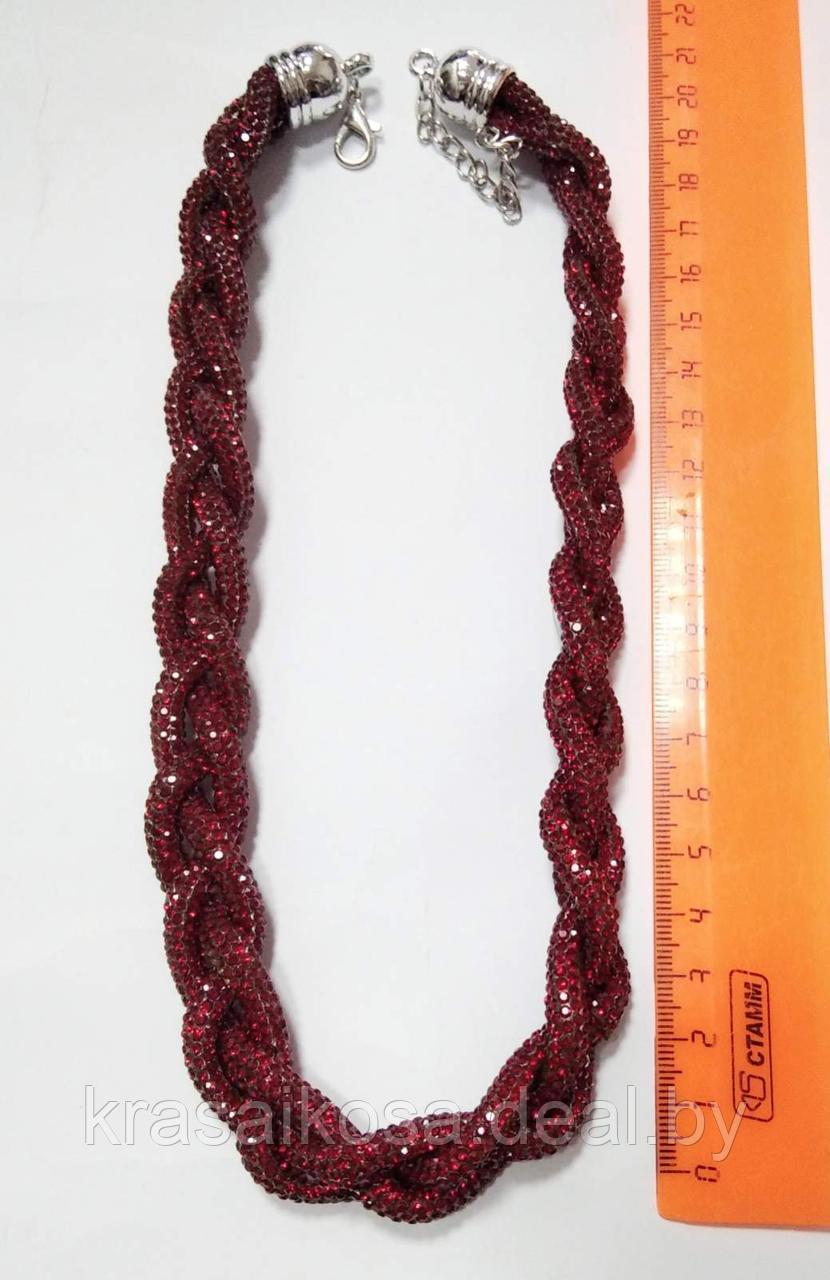 Ожерелье жгут гибкое Красный со стразами женское красивое бижутерия - фото 1 - id-p144895271