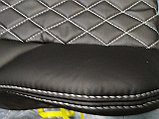 Чехлы на сидения Dinas Drive черные, РОМБ, белая нить, фото 4