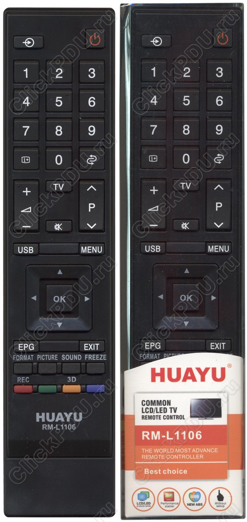 Пульт телевизионный Huayu для Toshiba RM-L1106 LCD LED 3D TV - фото 1 - id-p144902195