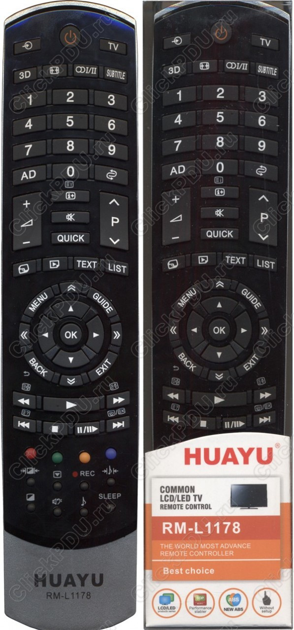 Пульт телевизионный Huayu для Toshiba RM-L1178 корпуc CT-90405 3D TV