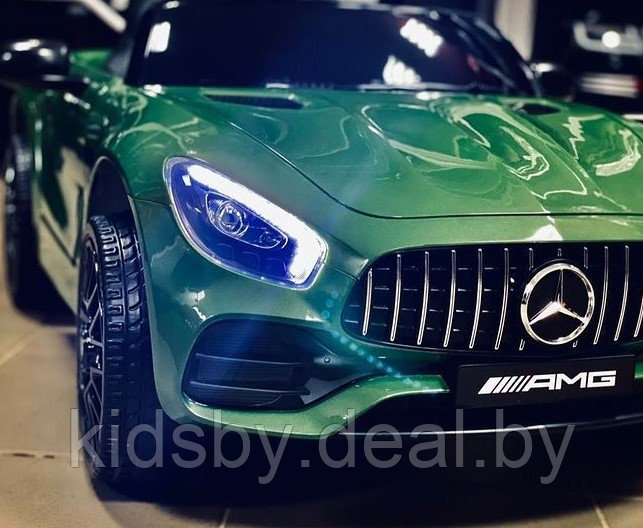 Детский электромобиль RiverToys Mercedes-Benz AMG GT O008OO (зеленый глянец) автокраска лицензия - фото 4 - id-p128088427