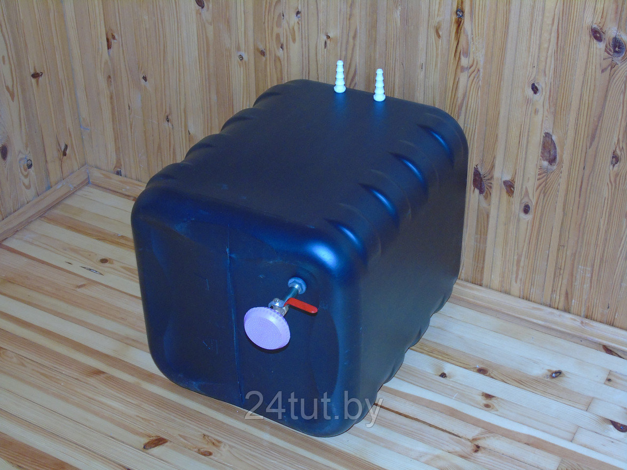 Бак для душа " Альтернатива" 150 л с пластиковым шаровым краном и уровнем воды черный - фото 4 - id-p144971306