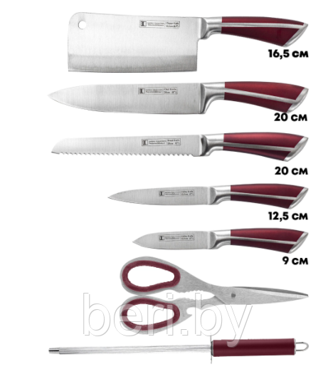 IM-KST8-BRN Набор кухонных ножей Swiss Gold, 8 предметов, с точилкой, ножницами, на подставке - фото 5 - id-p144937927