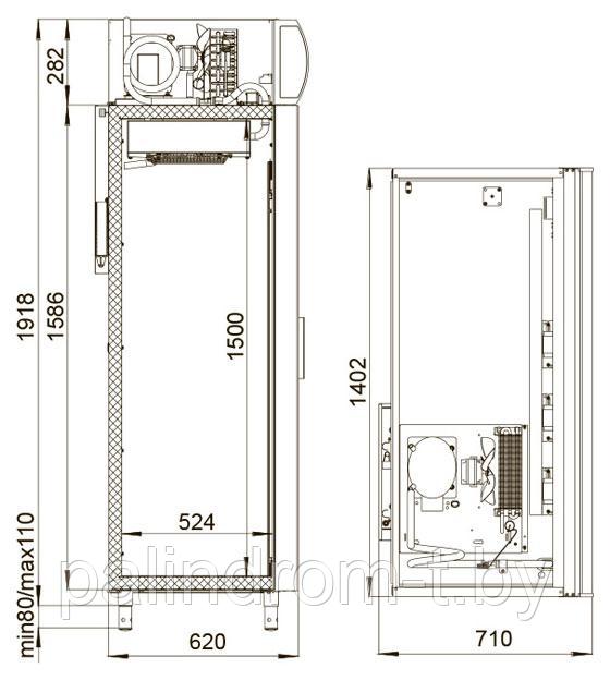 Шкаф холодильный POLAIR DM110Sd-S (+1...+10°C) купе ,1402х710х1960,1000л - фото 2 - id-p67919434