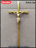 Бронзовый крест с распятием "под золото" на кладбище/памятник 33см.