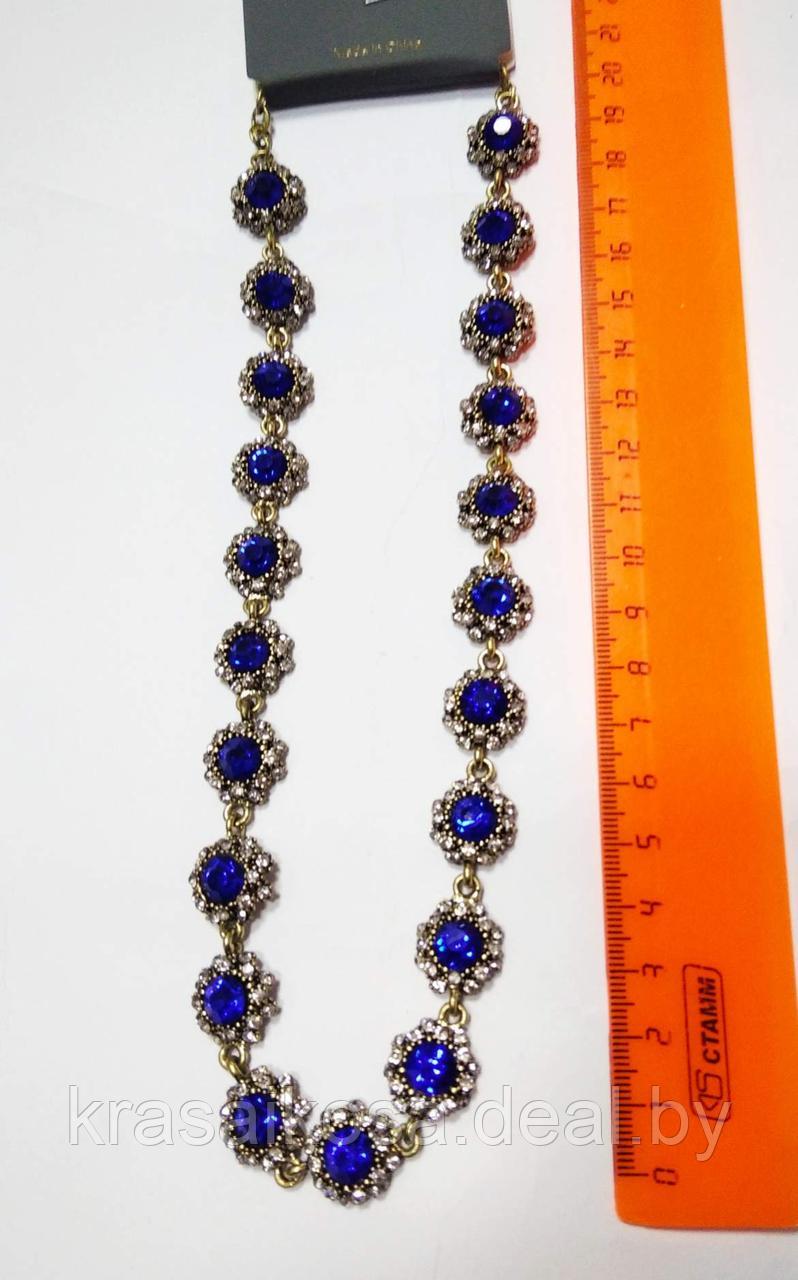 Ожерелье гибкое цветы Синий, Бронзовый - фото 1 - id-p144900421